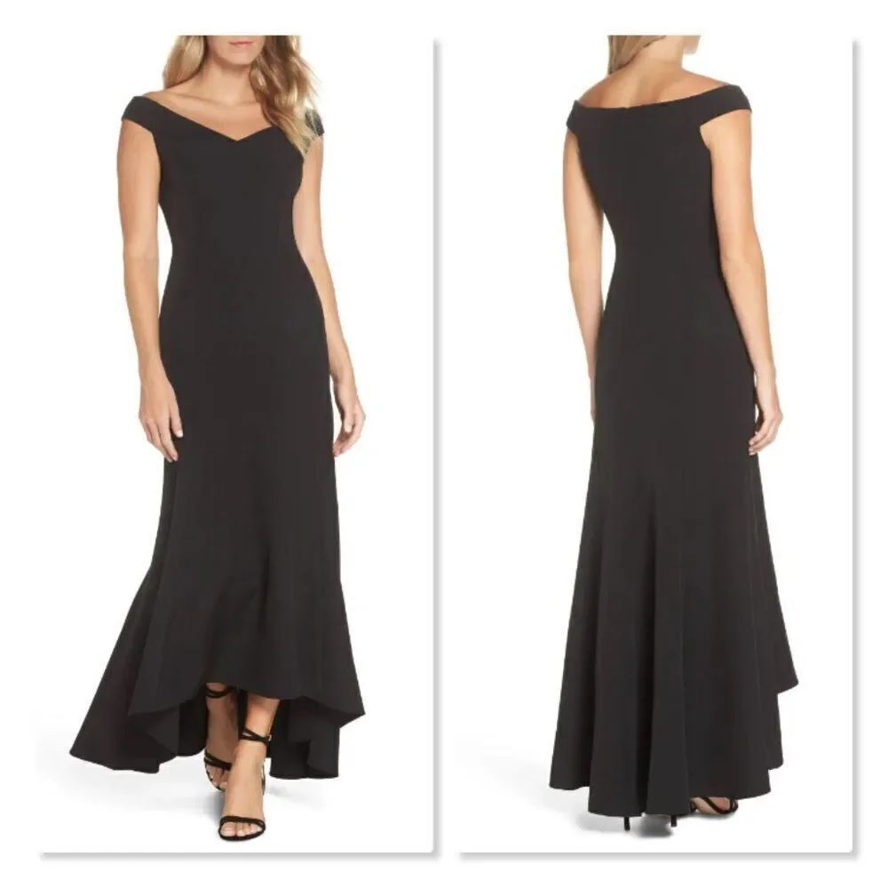 Vince Camuto Off The Shoulder Trumpet Dress - size 10 in Black